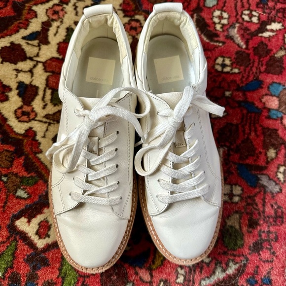 Women's Toyah by Dolce Vita Leather White Platform Sneakers - Picture 4 of 7